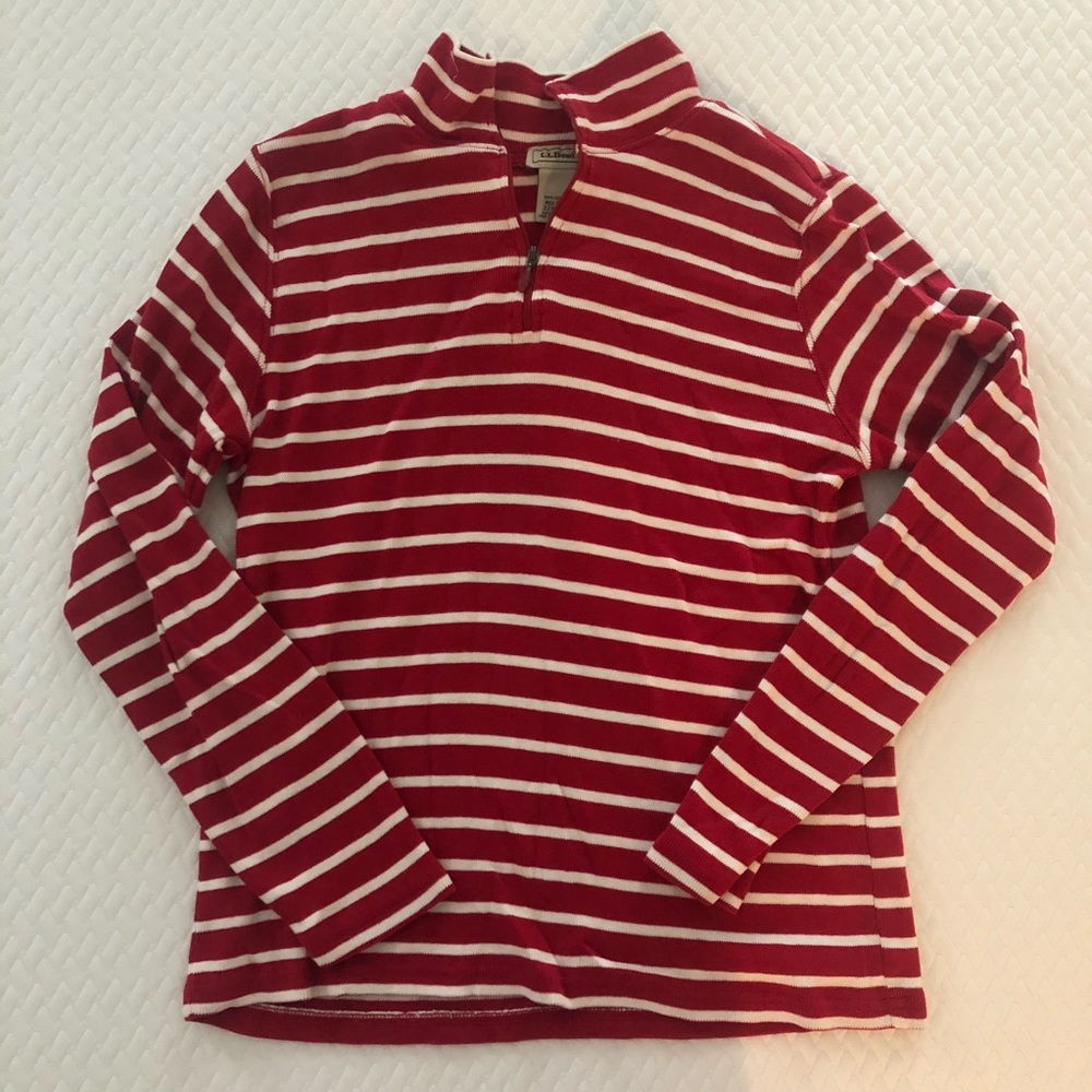 L.L. Bean Striped Quarter Zip